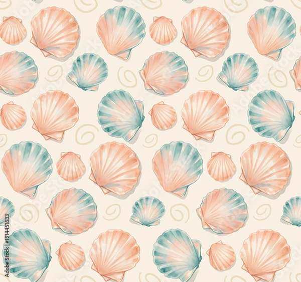 Fototapeta Beach Shells Seamless Repeat