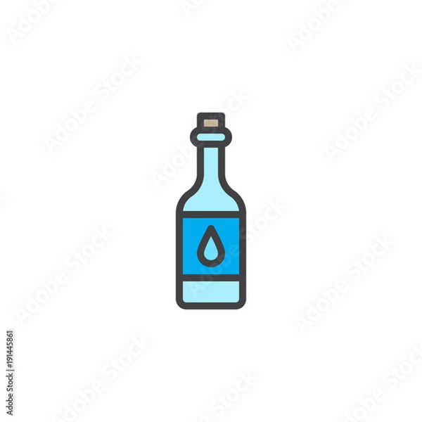Fototapeta Water bottle filled outline icon, line vector sign, linear colorful pictogram isolated on white. Symbol, logo illustration. Pixel perfect vector graphics