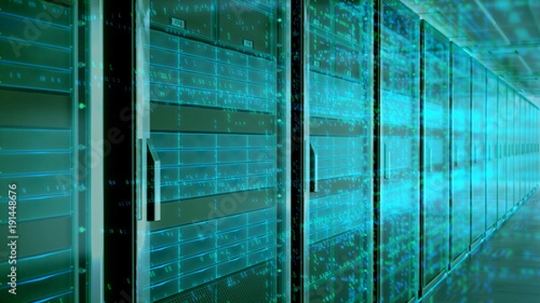 Fototapeta Server room or server computers.3d rendering.