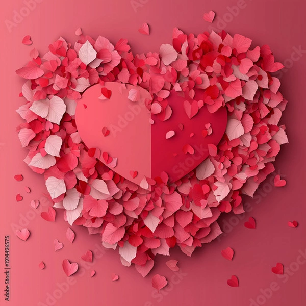 Obraz red heart on a pink background