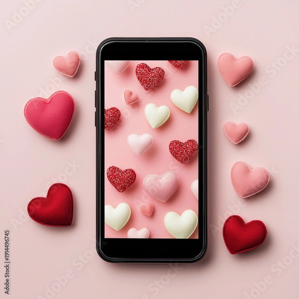 Obraz mobile phone with hearts