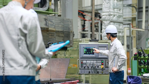 Obraz 工場で働く作業員グループ