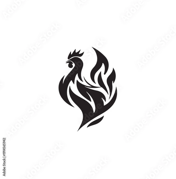 Obraz rooster with fire logo