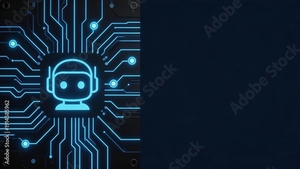 Obraz Robot icon on circuit board