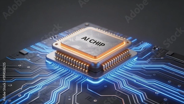 Obraz AI chip on circuit board