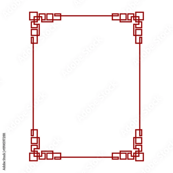 Obraz red chinese border frame vect...