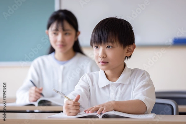 Obraz 真剣に学習する子ども	