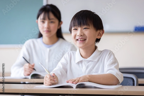 Obraz 笑顔で学習する子ども	