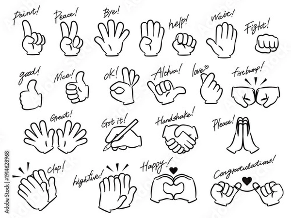 Obraz ハンドアイコン_セット_手描き