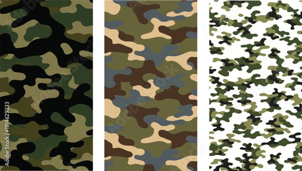 Obraz Set of three different camouflage patterns , vector illustration