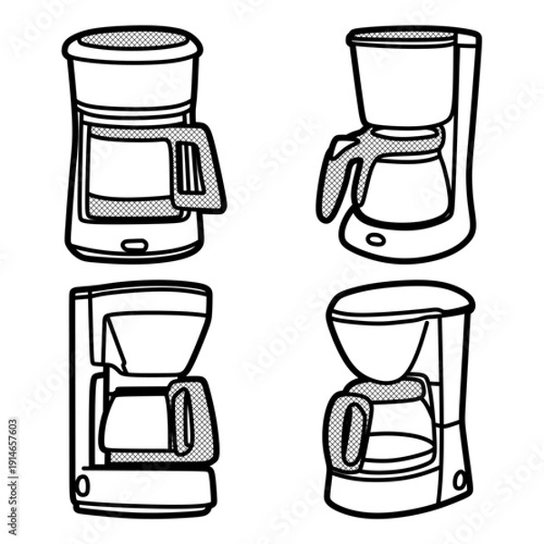 Obraz four coffee maker vectors, editable lines