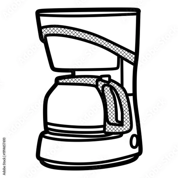 Obraz black and white electric coffee maker, editable lines