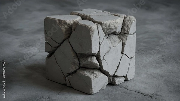 Obraz Rough Cracked Concrete Cube Texture Center