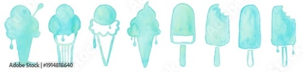Obraz アイス、アイスクリーム、ジェラート、水色