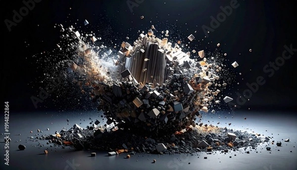 Obraz A metallic core shattering into radiant shards…