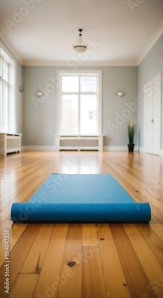 Obraz Blue Yoga Mat in Empty Room.