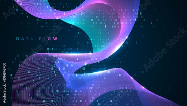 Obraz Particles dynamic line flow. Big data code representation. Data connection speed line. Futuristic network representation. Graphic concept for your design