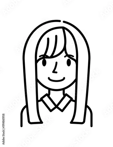 Obraz ベクターイラスト素材：笑顔の若い女性アイコン