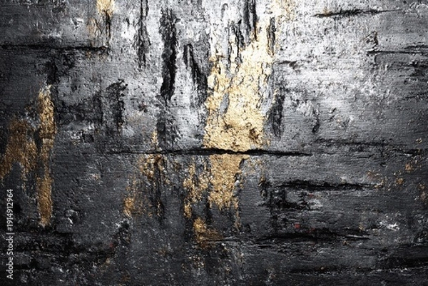 Obraz Bold Black Grunge Texture With Striking Gold Highlights Creating a Dramatic Effect Generative AI