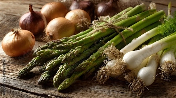 Obraz 春野菜の彩りテーブル