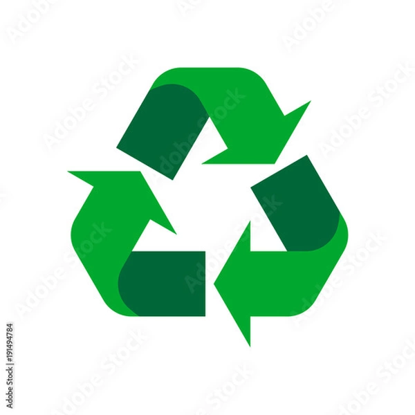 Obraz Green triangular isolated vector recycle icon