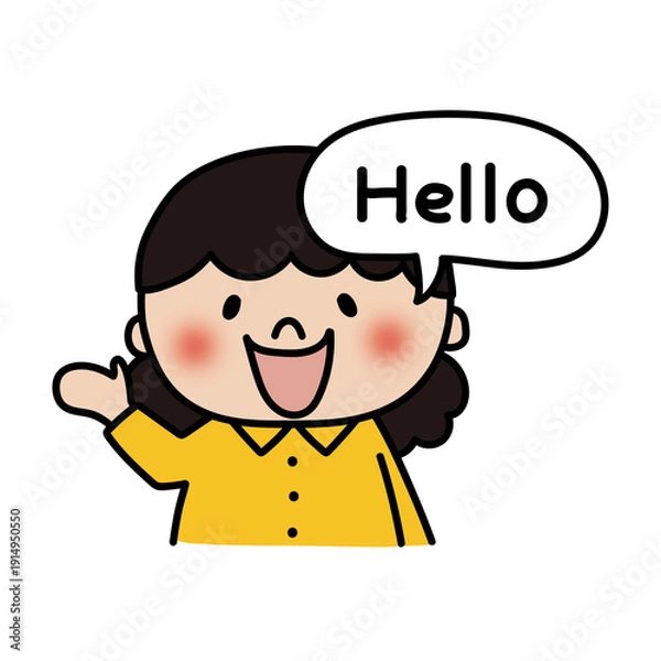 Obraz 英語を話すふわふわの天パの子供（女の子）