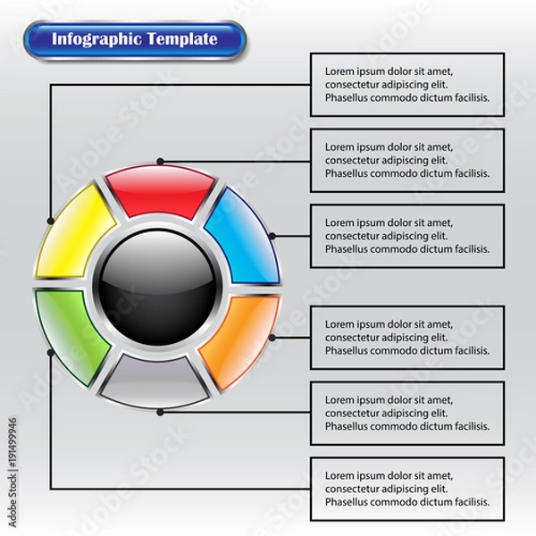 Obraz Infographic Template - Circle Inside Square Buttons With Text