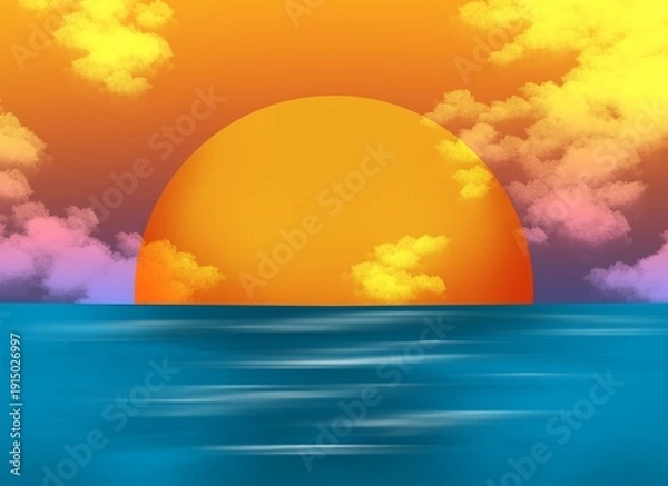 Obraz Beautiful Sunset Over Ocean Horizon Background