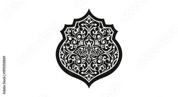 Obraz Black Ornate Mandala Design Element Shape.