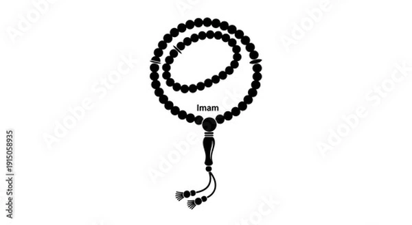Obraz Black Prayer Beads on White Background 6.