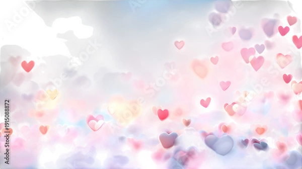 Obraz Bokeh hearts, soft focus isolated on transparent background