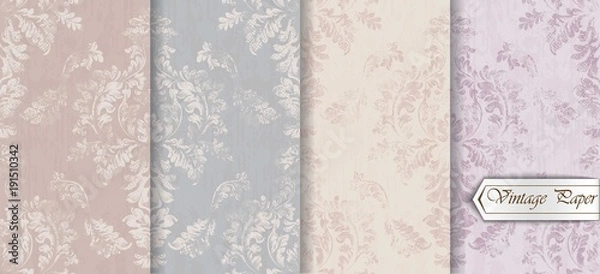 Obraz Barokowy wzór modny kolor tekstury zestaw Vector. Ilustracje królewskich tkanin dekoracyjnych