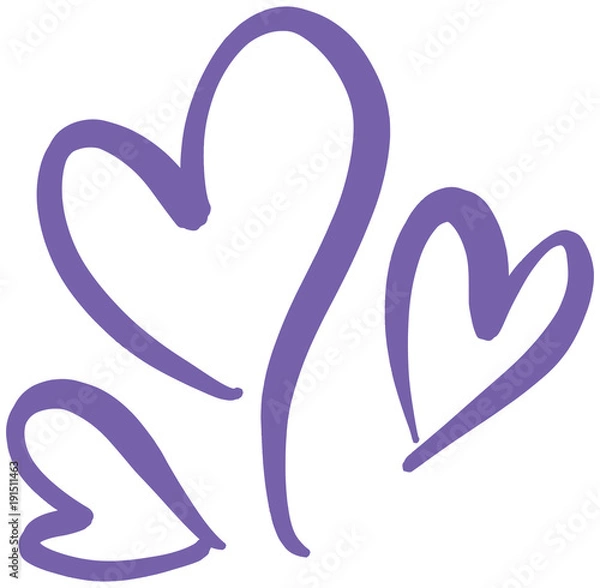 Fototapeta Hand Written Heart Love Shapes Vector Illustration