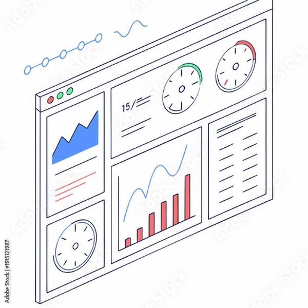 Obraz A computer screen displaying various charts and graphs