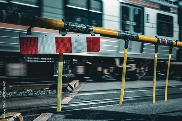 Obraz 踏切と通過する列車の車輪