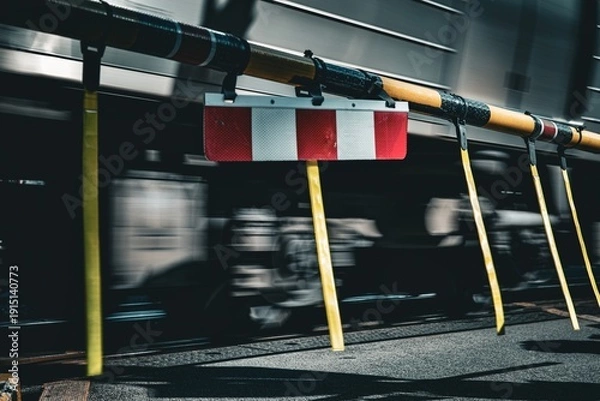 Obraz 踏切と通過する列車の車輪