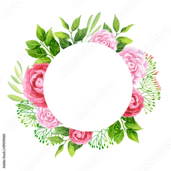 Fototapeta Flowers frame template. Vector illustration.