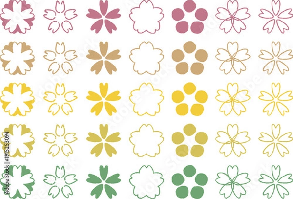 Obraz 桜　ピンク　カラー　カラフル 　イラスト　ベクター　手描き風