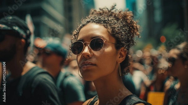 Fototapeta Young activist looking determined, ai generated