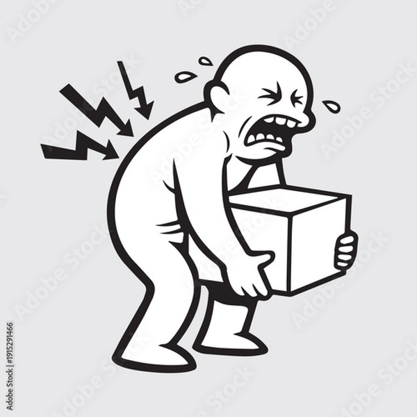 Obraz Man Suffering from Back Pain While Lifting Heavy Box