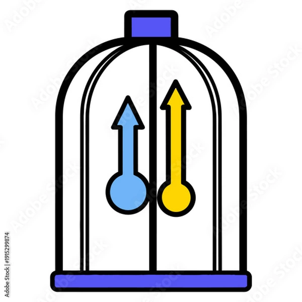 Obraz Growth and progress vector icon with upward arrows inside a protective dome, symbolizing development and security.