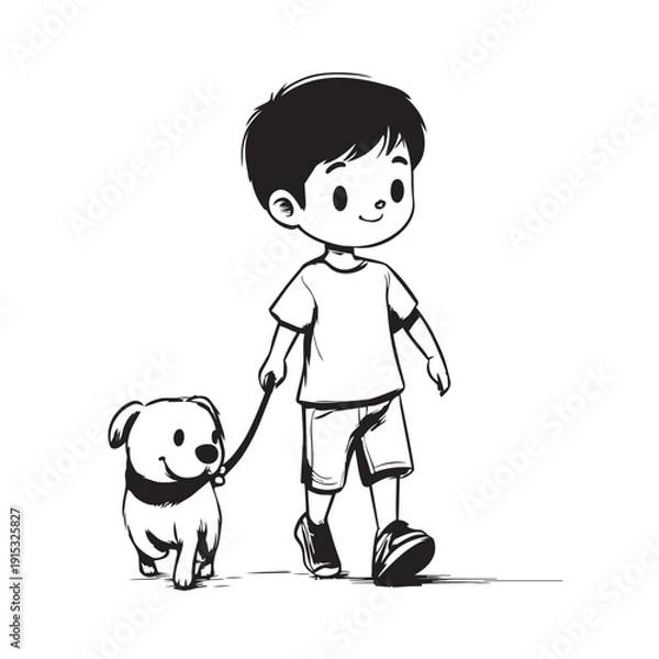 Obraz boy and his dog