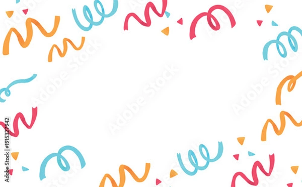 Obraz リボンの舞うポップなフレームデザイン背景