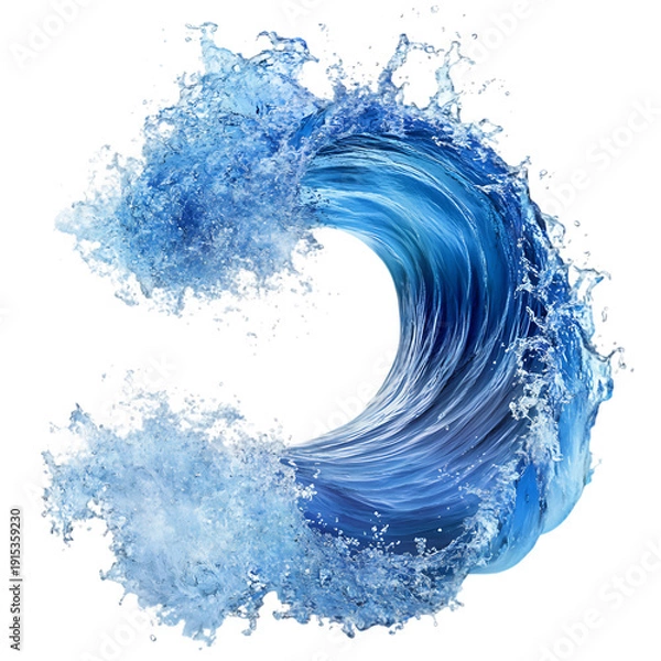 Obraz Dynamic blue water wave with splashes and foam