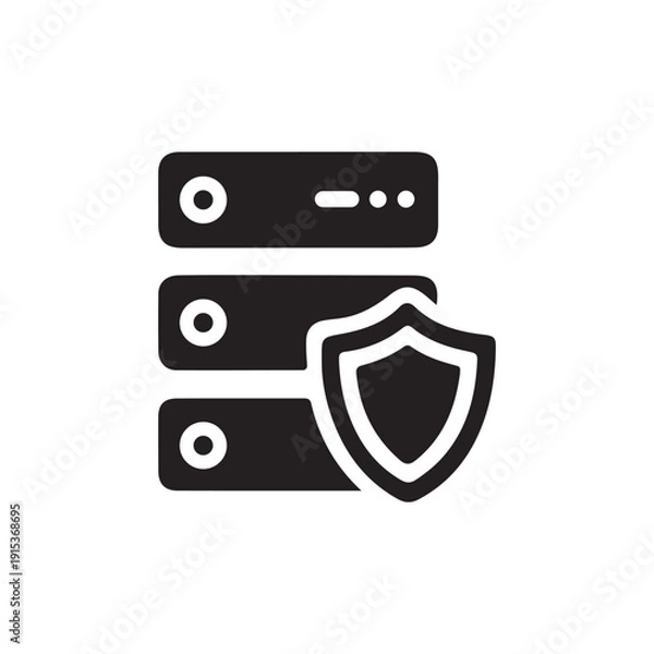Obraz Secure server backup and data protection shield silhouette icon for cloud storage security