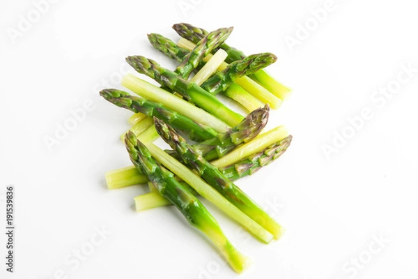 Fototapeta baked asparagus on a white background