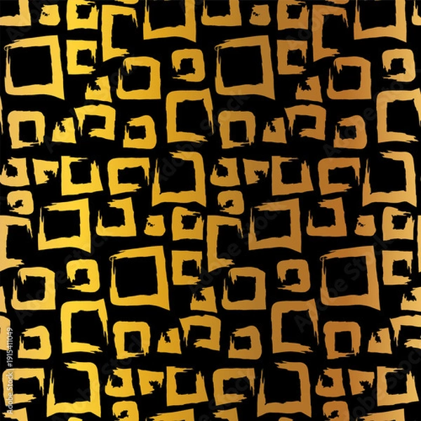 Fototapeta Gold seamless grunge pattern featuring abstract shapes, doodles, scribbles, geometric elements