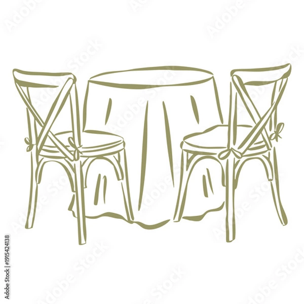 Fototapeta Rustic Wedding Table Illustration