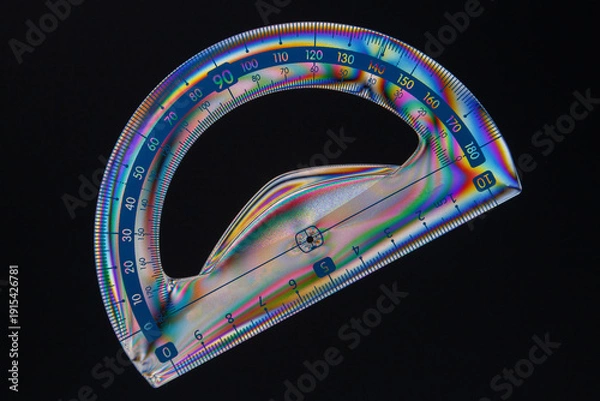 Fototapeta Plastic protractor in polarized light