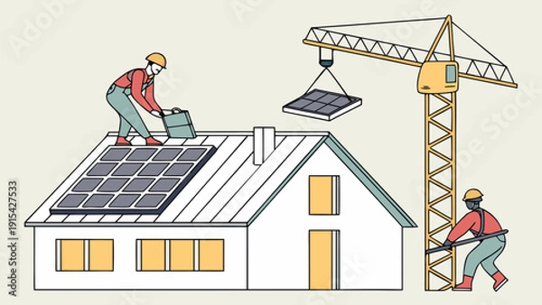 Obraz construction worker with house